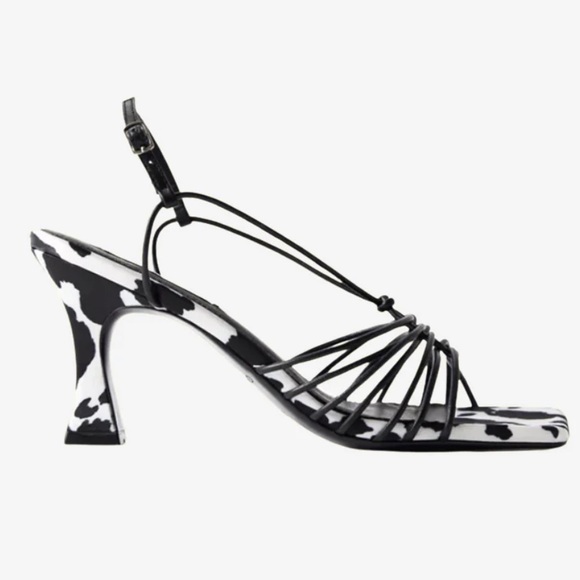Anthropologie Shoes - New Caverley x Anthropologie Norman Heel Cow Satin 7 Black White Leather Strappy